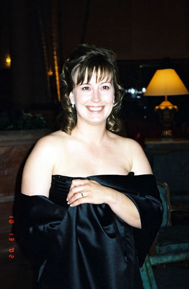 Carrie very happy at 3am just after the engagement